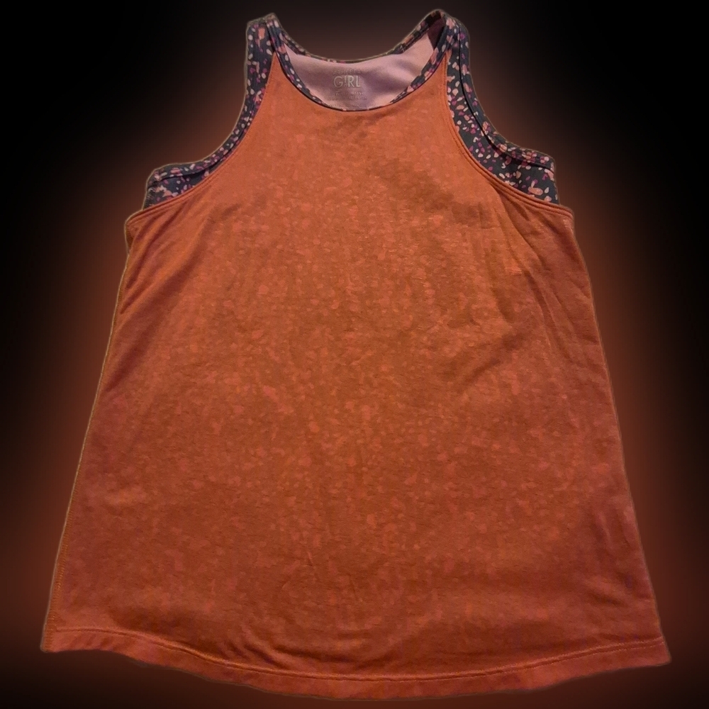 Athleta girls Medium 8/10 Perfect pair tank orange & gray VGUC